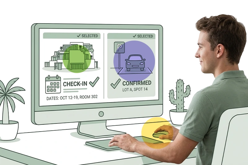 Guests book their hotel room and parking space online, thanks to the customizable youPark parking system tailored to your hospitality property, improving guest experience and boosting loyalty.