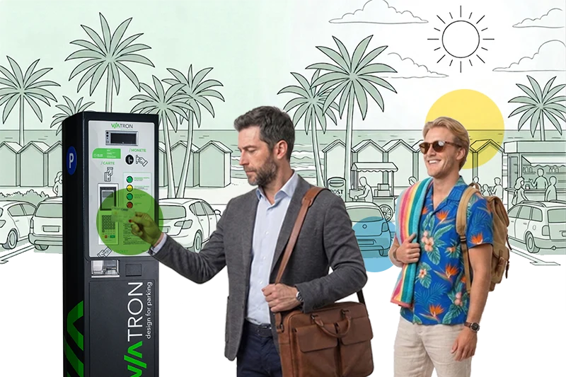 Viatron Integrated Parking Management in Tourist Locations: with the Pdm01 pay-and-display meter you apply differentiated rules and rates for workers, tourists and residents, eliminating abuses and enhancing tourist presence without penalizing citizens.