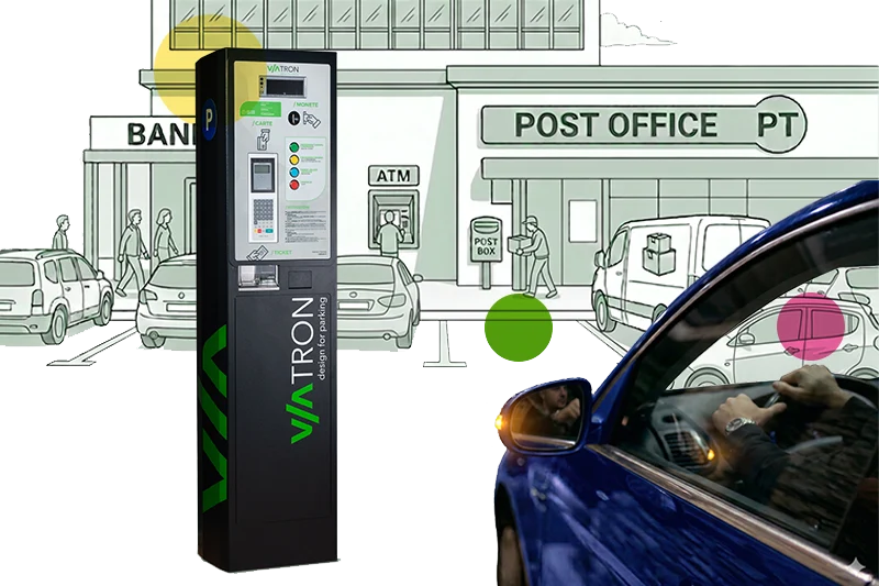 Viatron urban paid parking systems to encourage parking turnover in city centres, enhancing city services and improving access to core urban areas.